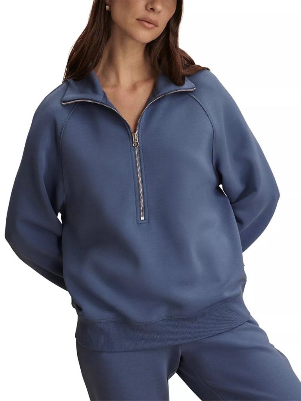 Varley $168 Selene Half Zip Sweatshirt Bijou Blue Sz 1X NWT!